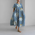 Wirka - Bedrucktes Kleid mit Rundhalsausschnitt und kurzen Ärmeln