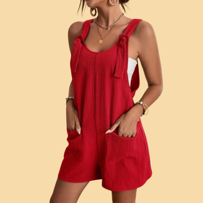 Pauline - Lässiger kurzer Jumpsuit mit Schulterträgern und Taschen