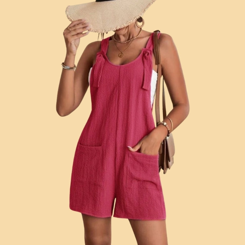 Pauline - Lässiger kurzer Jumpsuit mit Schulterträgern und Taschen